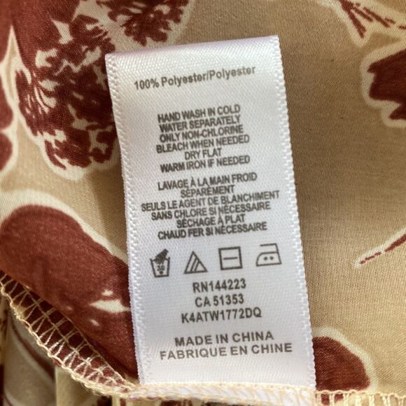 Bishop + Young Floral Button Front Long Sleeve Eva Blouse Split V-Neck Oversized - Picture 10 of 16